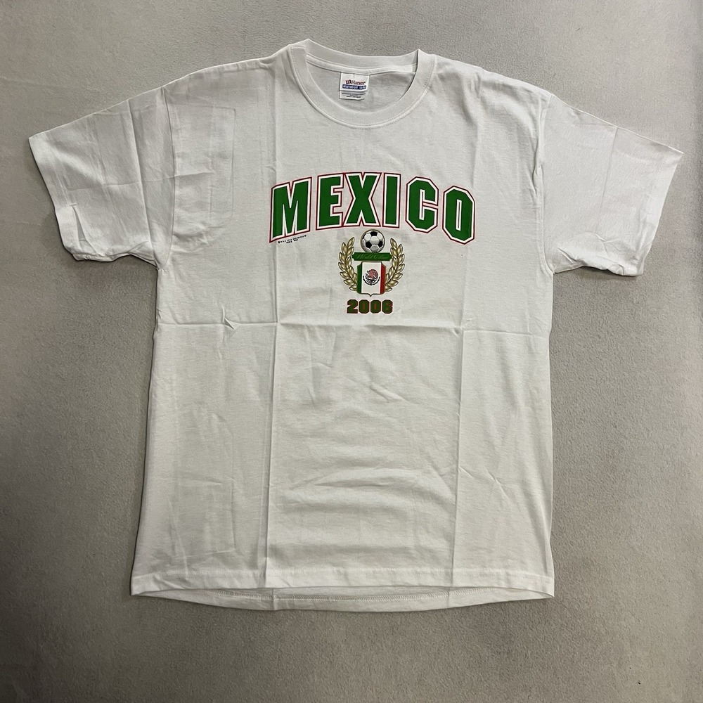 Vintage Mexico 2006 Soccer T-Shirt Men's Size Large White Short Sleeve Tee